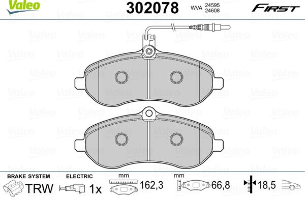 Valeo 302078 - Kit pastiglie freno, Freno a disco autozon.pro