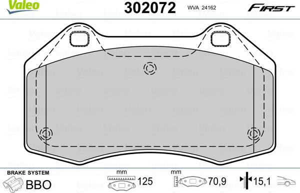 Valeo 302072 - Kit pastiglie freno, Freno a disco autozon.pro