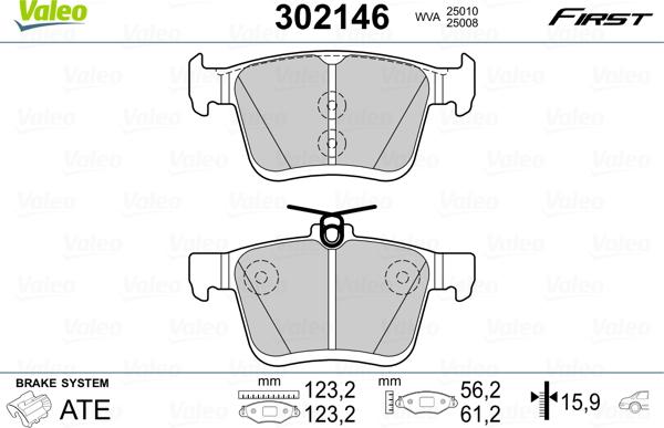 Valeo 302146 - Kit pastiglie freno, Freno a disco autozon.pro