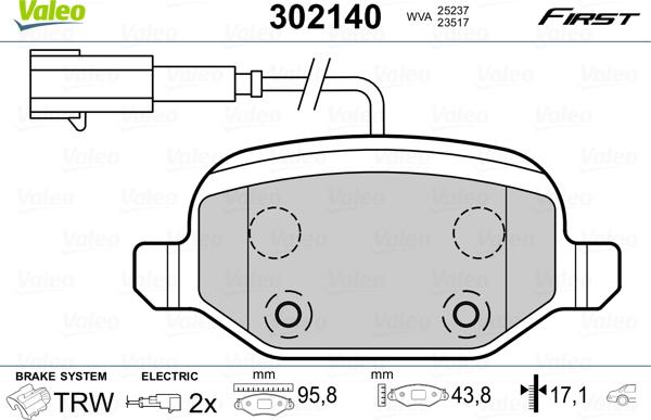 Valeo 302140 - Kit pastiglie freno, Freno a disco autozon.pro