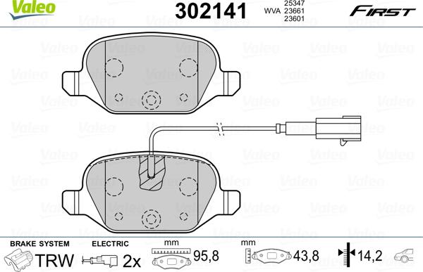 Valeo 302141 - Kit pastiglie freno, Freno a disco autozon.pro