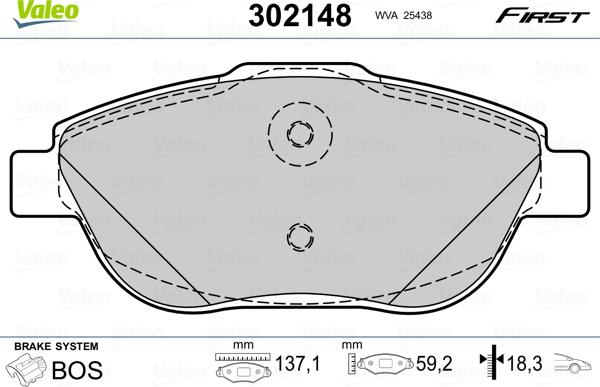 Valeo 302148 - Kit pastiglie freno, Freno a disco autozon.pro