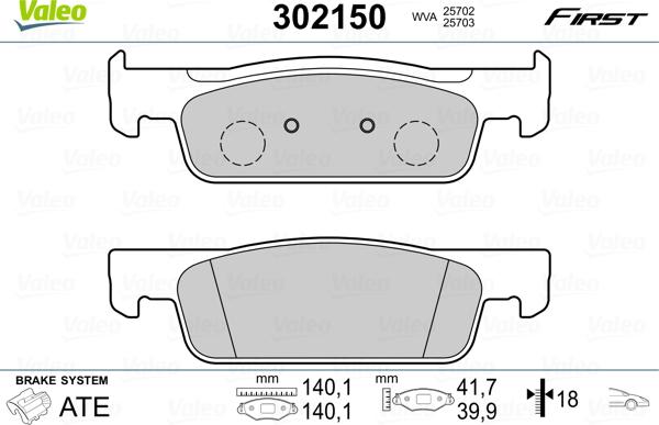 Valeo 302150 - Kit pastiglie freno, Freno a disco autozon.pro