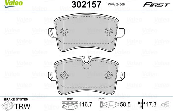 Valeo 302157 - Kit pastiglie freno, Freno a disco autozon.pro