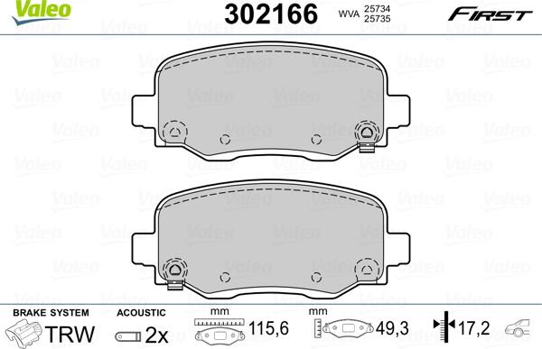 Valeo 302166 - Kit pastiglie freno, Freno a disco autozon.pro