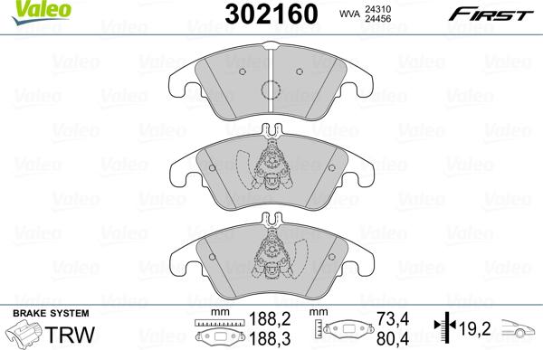 Valeo 302160 - Kit pastiglie freno, Freno a disco autozon.pro