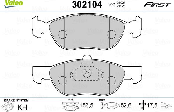 Valeo 302104 - Kit pastiglie freno, Freno a disco autozon.pro