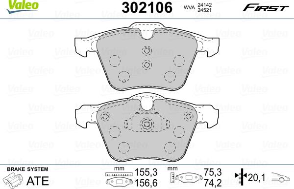 Valeo 302106 - Kit pastiglie freno, Freno a disco autozon.pro