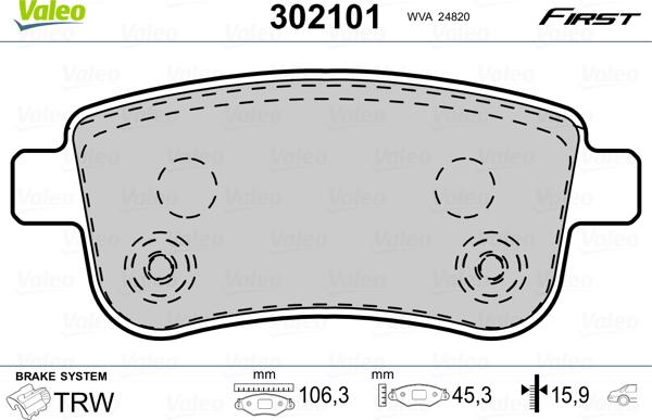 Valeo 302101 - Kit pastiglie freno, Freno a disco autozon.pro