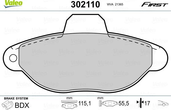 Valeo 302110 - Kit pastiglie freno, Freno a disco autozon.pro