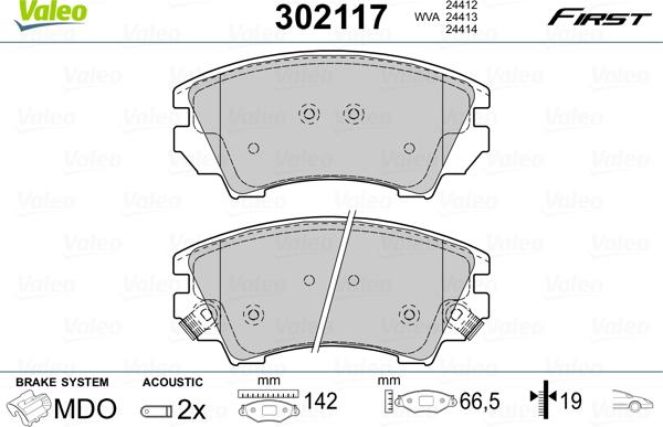 Valeo 302117 - Kit pastiglie freno, Freno a disco autozon.pro