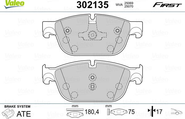 Valeo 302135 - Kit pastiglie freno, Freno a disco autozon.pro