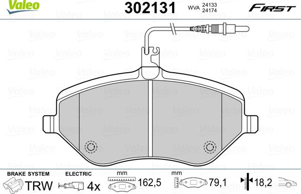 Valeo 302131 - Kit pastiglie freno, Freno a disco autozon.pro