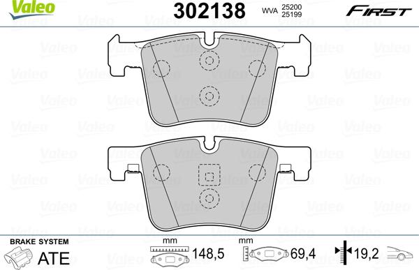 Valeo 302138 - Kit pastiglie freno, Freno a disco autozon.pro