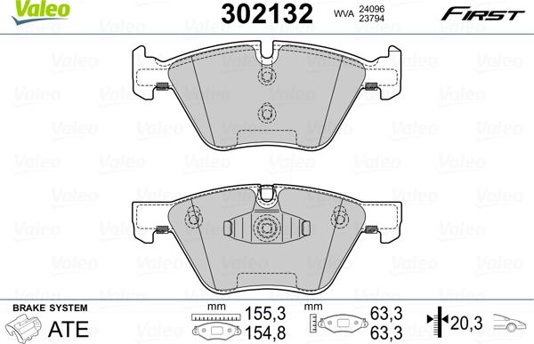 Valeo 302132 - Kit pastiglie freno, Freno a disco autozon.pro