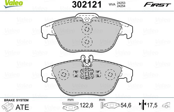 Valeo 302121 - Kit pastiglie freno, Freno a disco autozon.pro