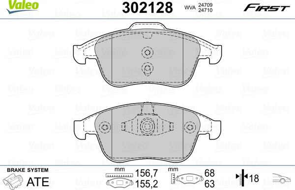 Valeo 302128 - Kit pastiglie freno, Freno a disco autozon.pro