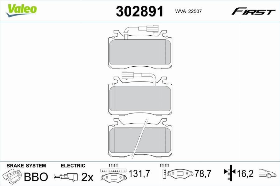 Valeo 302891 - Kit pastiglie freno, Freno a disco autozon.pro