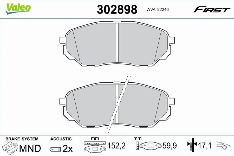 Valeo 302898 - Kit pastiglie freno, Freno a disco autozon.pro