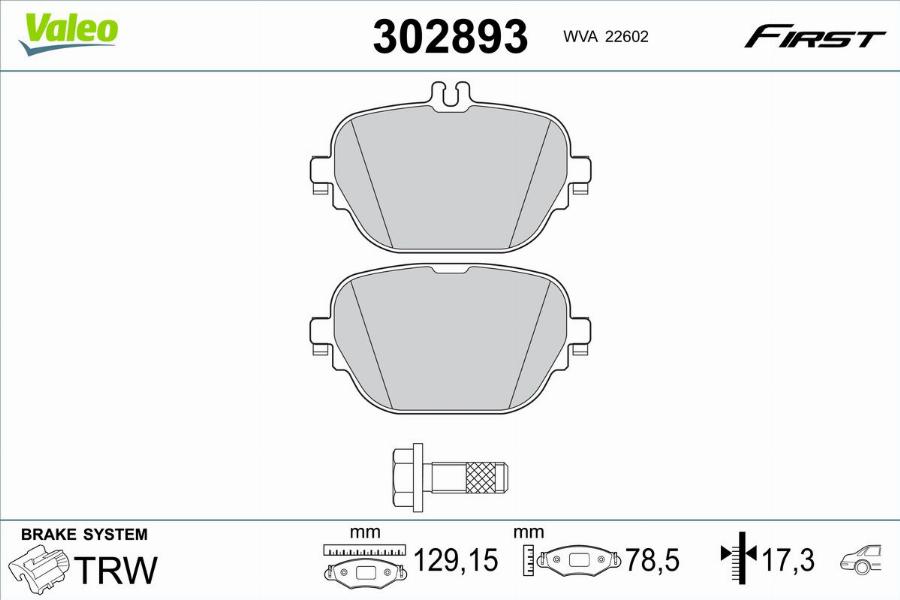 Valeo 302893 - Kit pastiglie freno, Freno a disco autozon.pro