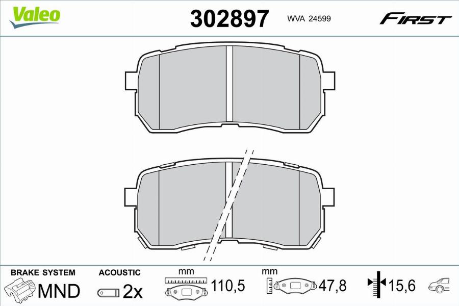 Valeo 302897 - Kit pastiglie freno, Freno a disco autozon.pro