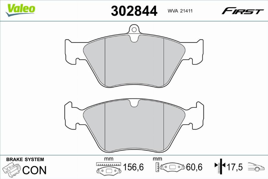 Valeo 302844 - Kit pastiglie freno, Freno a disco autozon.pro