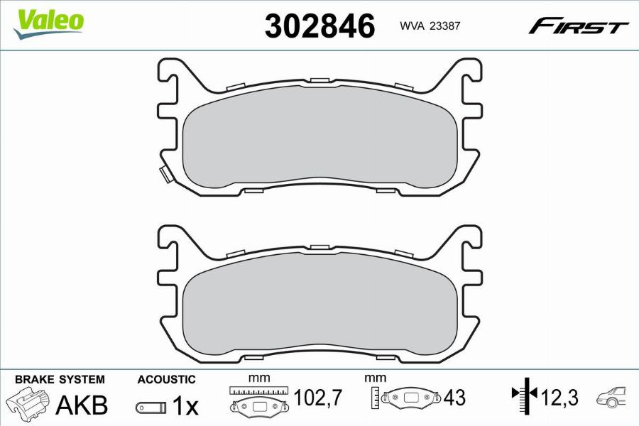 Valeo 302846 - Kit pastiglie freno, Freno a disco autozon.pro