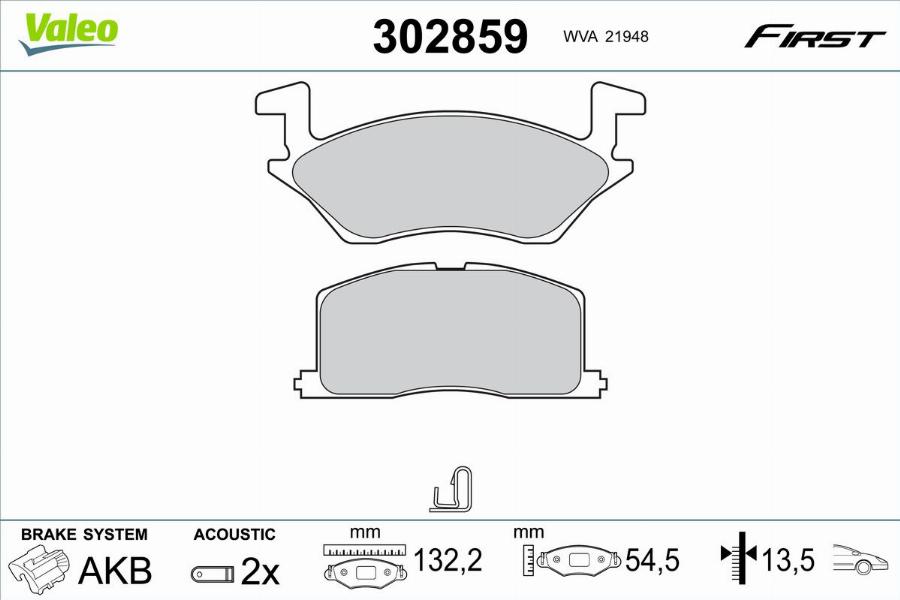 Valeo 302859 - Kit pastiglie freno, Freno a disco autozon.pro