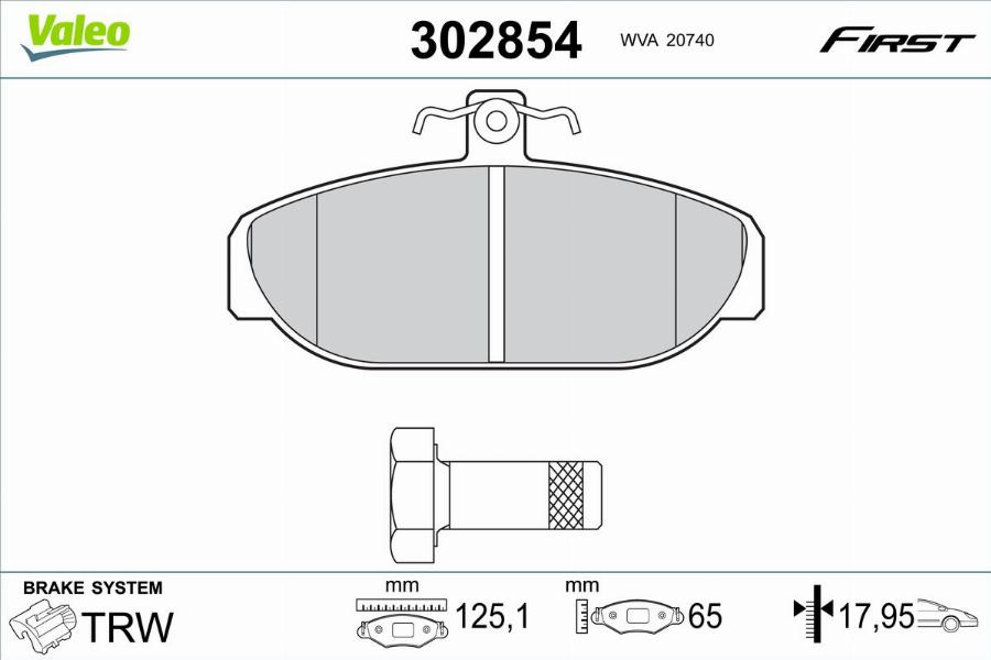 Valeo 302854 - Kit pastiglie freno, Freno a disco autozon.pro