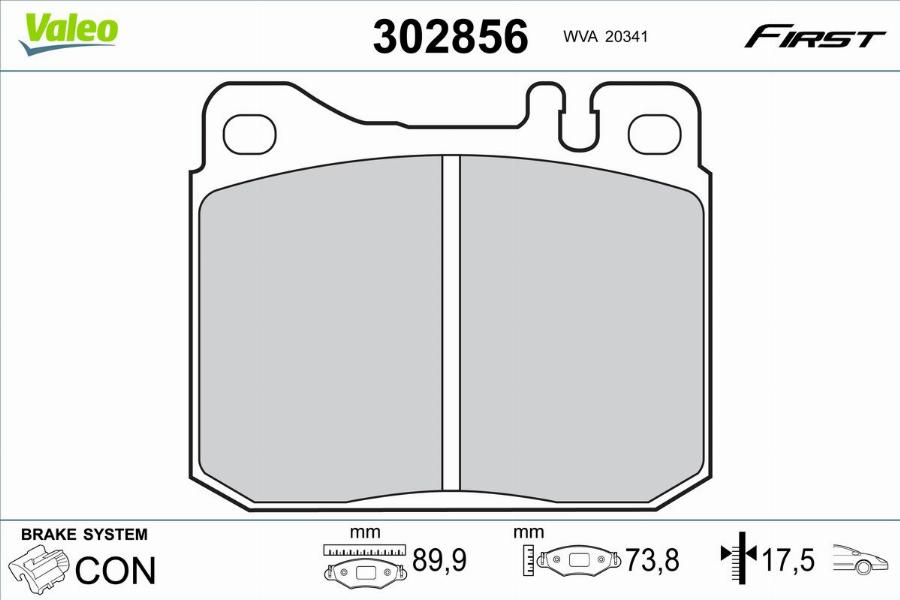 Valeo 302856 - Kit pastiglie freno, Freno a disco autozon.pro