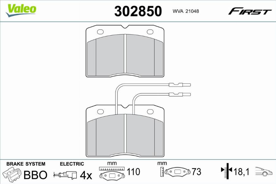 Valeo 302850 - Kit pastiglie freno, Freno a disco autozon.pro