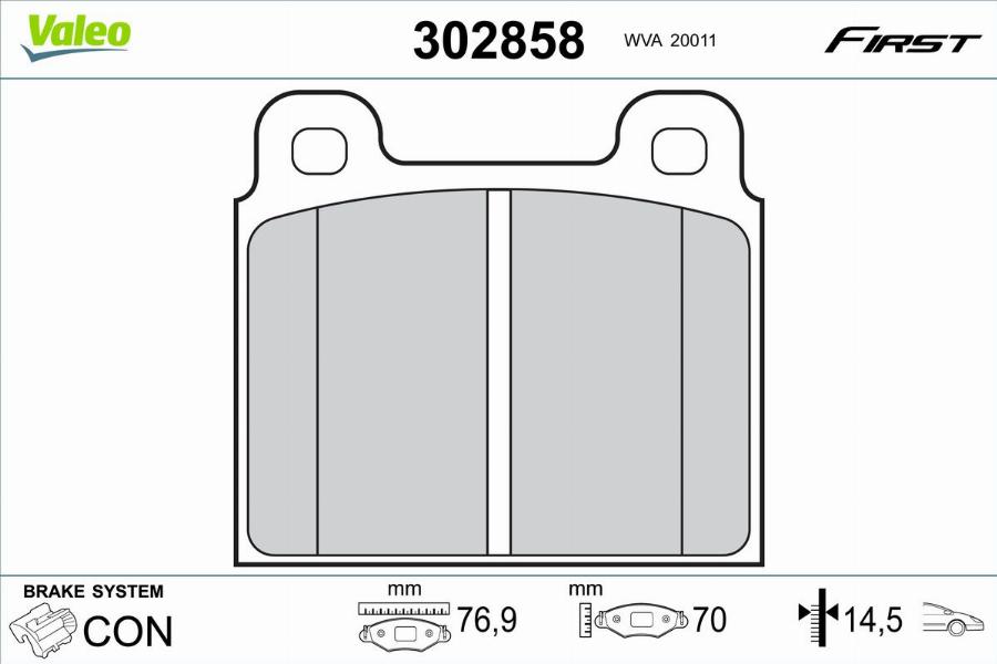 Valeo 302858 - Kit pastiglie freno, Freno a disco autozon.pro