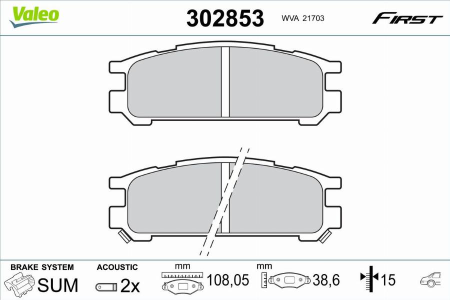 Valeo 302853 - Kit pastiglie freno, Freno a disco autozon.pro