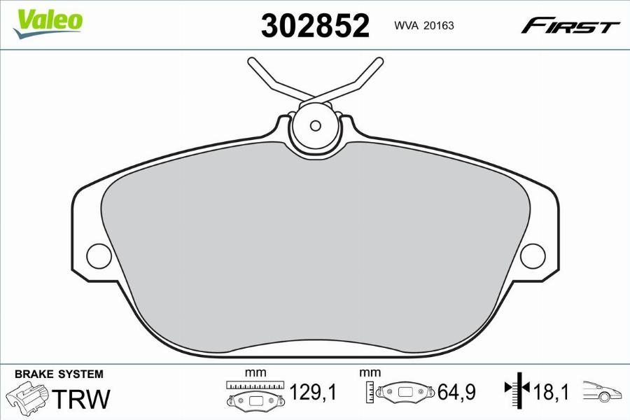 Valeo 302852 - Kit pastiglie freno, Freno a disco autozon.pro