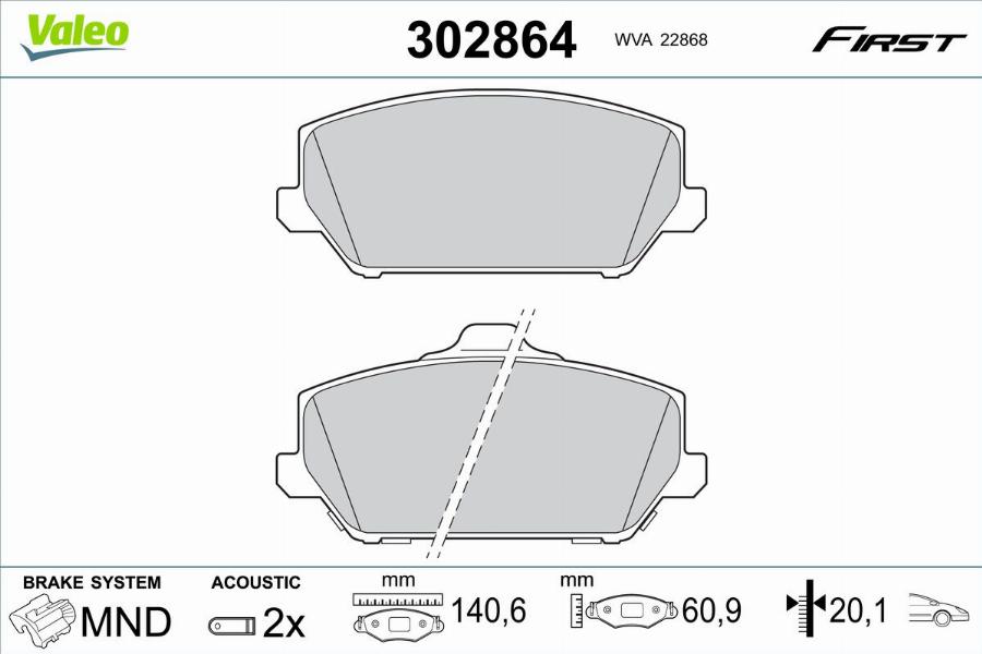 Valeo 302864 - Kit pastiglie freno, Freno a disco autozon.pro