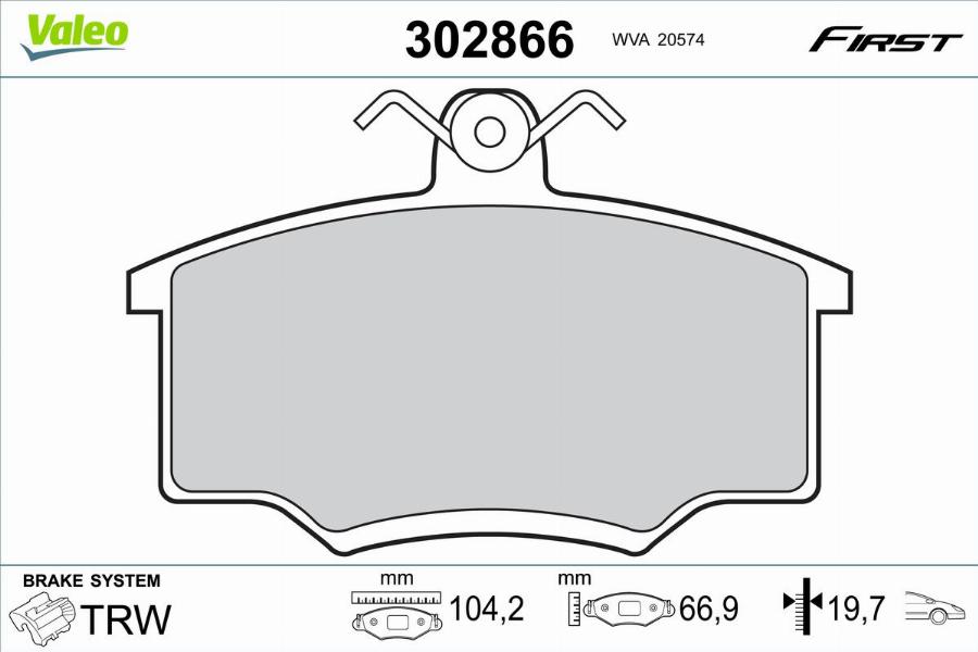 Valeo 302866 - Kit pastiglie freno, Freno a disco autozon.pro