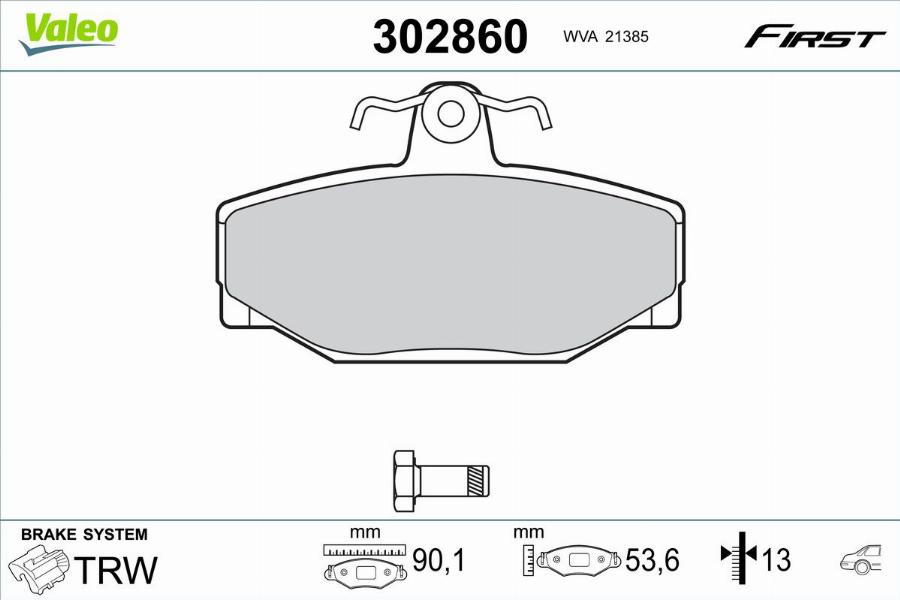 Valeo 302860 - Kit pastiglie freno, Freno a disco autozon.pro