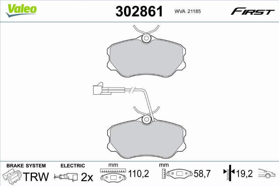 Valeo 302861 - Kit pastiglie freno, Freno a disco autozon.pro