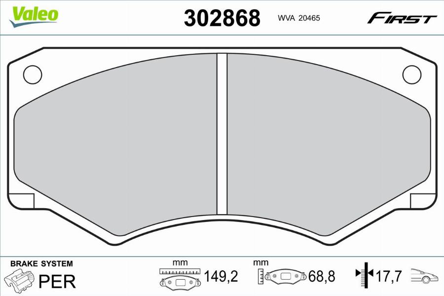 Valeo 302868 - Kit pastiglie freno, Freno a disco autozon.pro