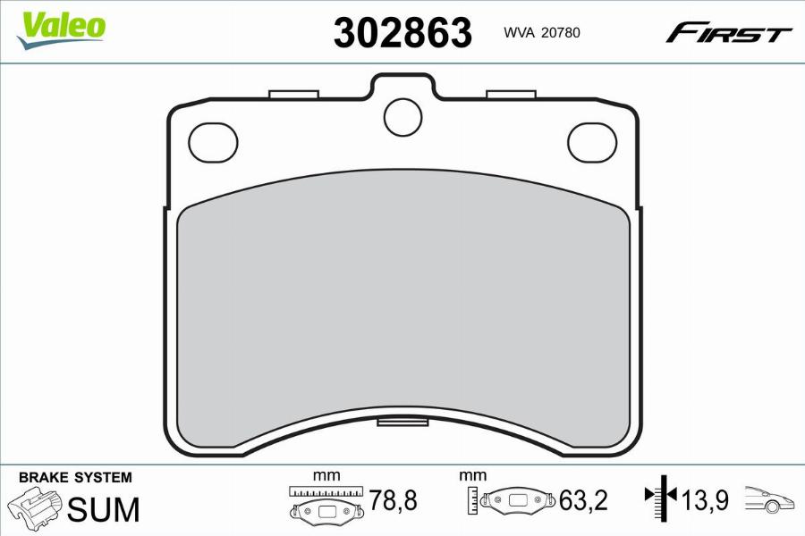 Valeo 302863 - Kit pastiglie freno, Freno a disco autozon.pro