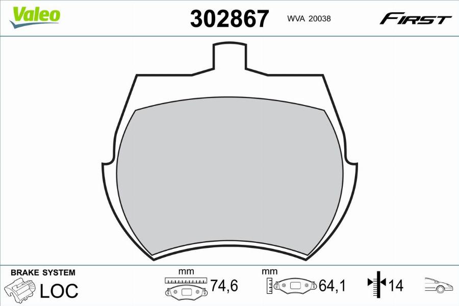 Valeo 302867 - Kit pastiglie freno, Freno a disco autozon.pro