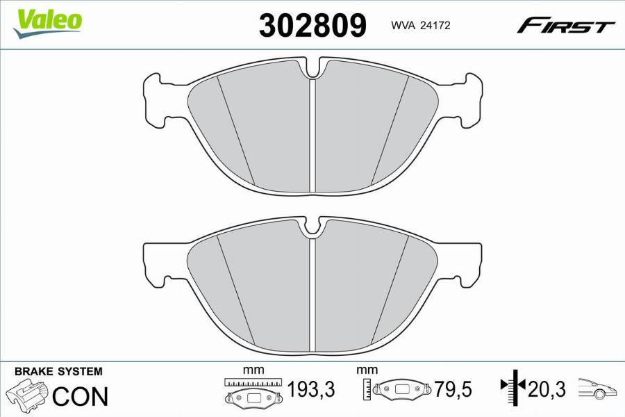 Valeo 302809 - Kit pastiglie freno, Freno a disco autozon.pro