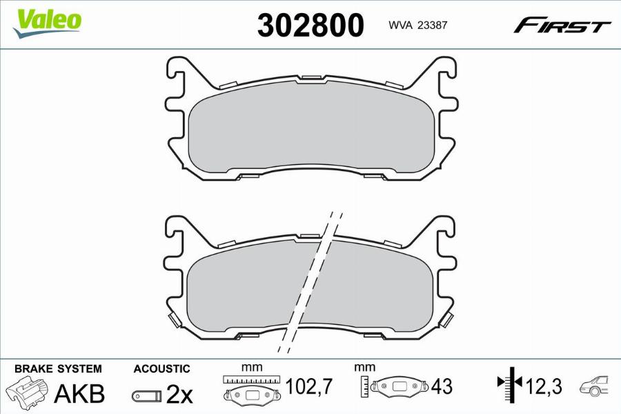 Valeo 302800 - Kit pastiglie freno, Freno a disco autozon.pro