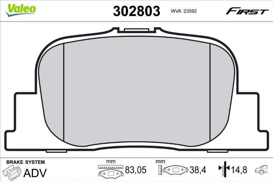 Valeo 302803 - Kit pastiglie freno, Freno a disco autozon.pro