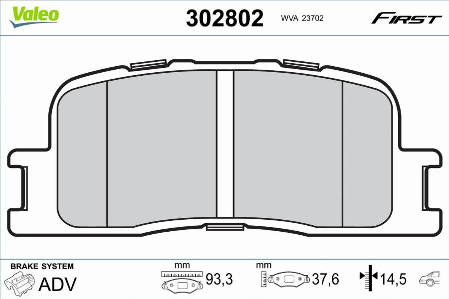 Valeo 302802 - Kit pastiglie freno, Freno a disco autozon.pro