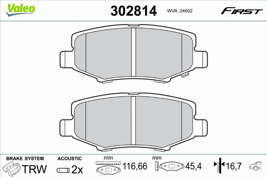 Valeo 302814 - Kit pastiglie freno, Freno a disco autozon.pro