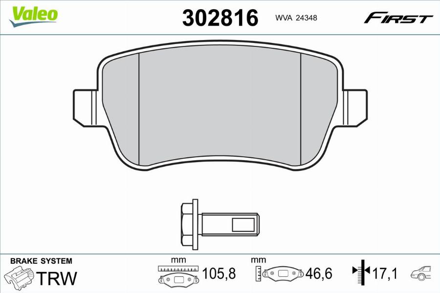 Valeo 302816 - Kit pastiglie freno, Freno a disco autozon.pro