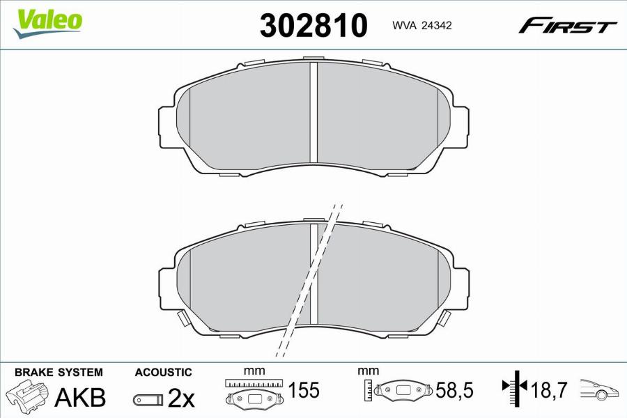 Valeo 302810 - Kit pastiglie freno, Freno a disco autozon.pro