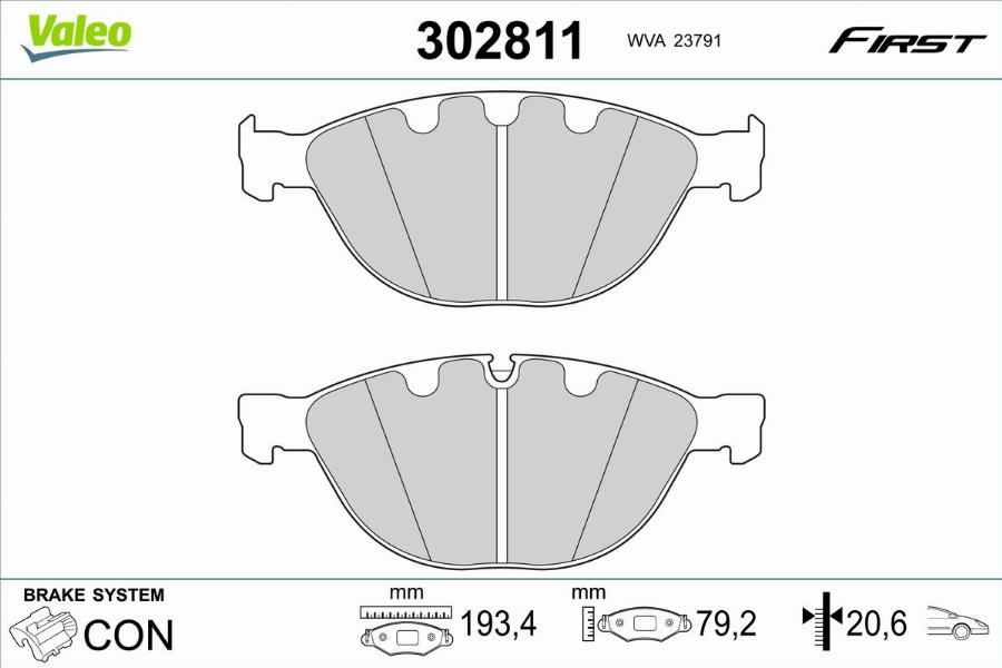 Valeo 302811 - Kit pastiglie freno, Freno a disco autozon.pro