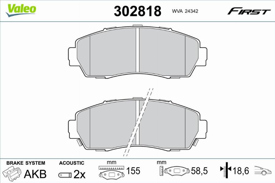 Valeo 302818 - Kit pastiglie freno, Freno a disco autozon.pro